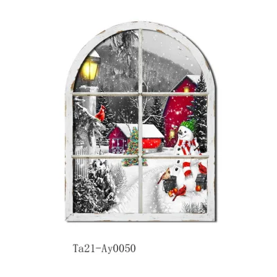Natale bianco cornice finestra luci LED Natale sfondo Wall Art