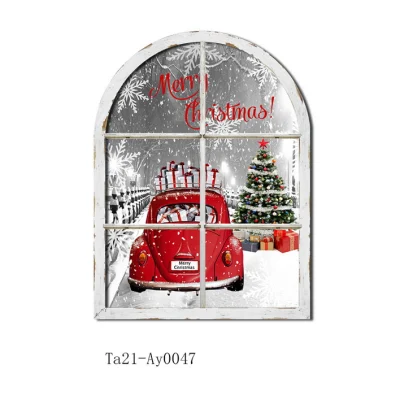 Natale bianco cornice finestra luci LED Natale sfondo Wall Art