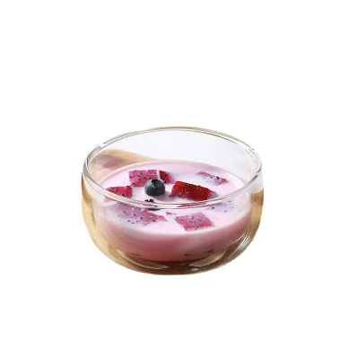 Doppio recipiente in vetro da parete per insalata di frutta Dessert, recipiente per cereali