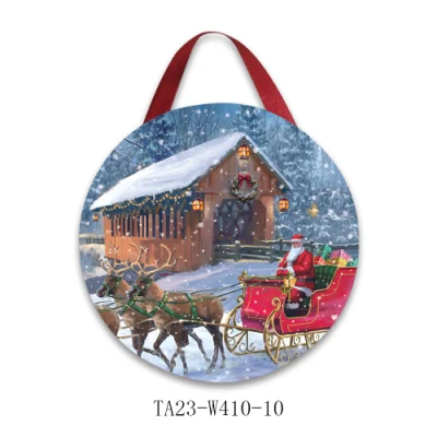 Lampada LED a luce di Natale da 12cm Cirlce da parete decorativa in tela Arte Natale Design Casa decorazione LED tela Arte
