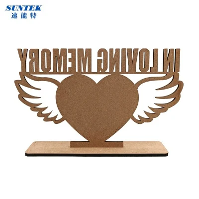 MDF personalizzato cuore Wing in legno amorevole memoria sublimazione foto Sbozzi del telaio