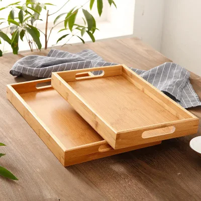 Vassoio di servizio in legno con manici vassoio decorativo per organizer per la colazione Vassoio