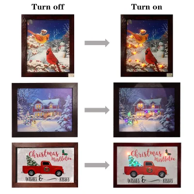 Stampe da parete con luce a LED di Natale in tela con albero di Natale String Lights Candle Picture Holiday decor