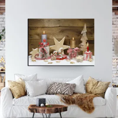 Hot sale Custom Candle Lights LED Canvas Painting Wall Arte