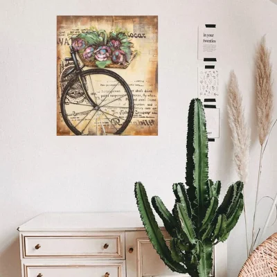 Vancy Arts Modern Metal Abstract Wall Arts artigianale bicicletta E fiori goffrati zincati Wall metallo Art decor