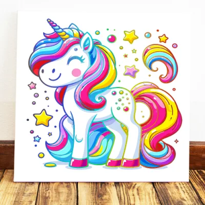 Fai da te Unicorn Rainbow Foiled Canvas Pittura