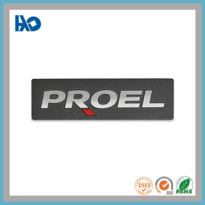 Etichetta autoadesiva in alluminio con logo personalizzato in argento con taglio a diamante Targhetta con logo in metallo