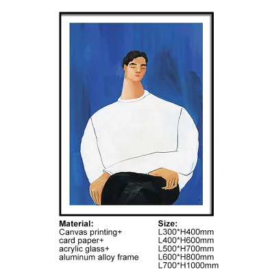 Nordic Blue Art personaggio Simple Man Picture Wall decorazioni per Quadri del soggiorno