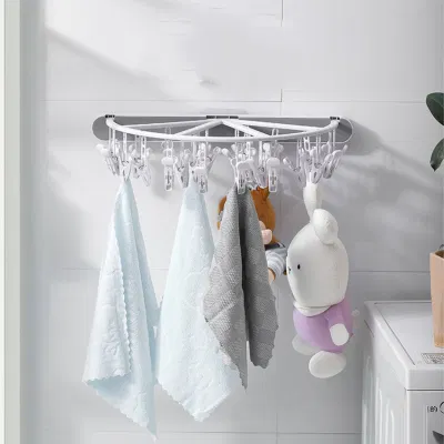 Reggiseno a parete con calzini per asciugatura Hanger pieghevole con 24 clip