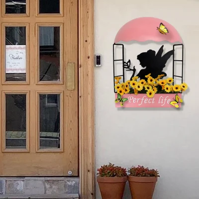 Fiaba in metallo Rosa finestra fiore parete porta vaso appendere a parete