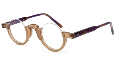 Occhiali retro Round Semiframe tendenza acetato half frame ottico Montatura per occhiali da donna piccola circolare