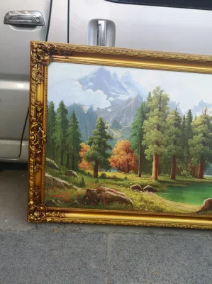 Grande formato Oro Barocco angolo di pittura ad olio di fiore foto Cornici