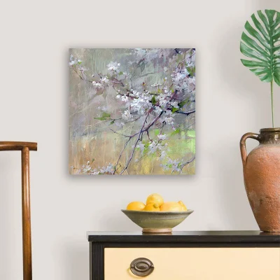 Quadri dipinti a mano di tela, Arte di tela parete di ciliegio Blossom estetica Nordic Rectangle Artwork spatola Textured Frameless fresco pittura Grande arredamento domestico