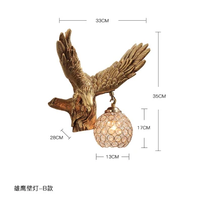 Stile nordico Creative Eagle Wall Lamp Livingroom sfondo decorazione animale