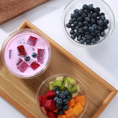 Doppio recipiente in vetro da parete per insalata di frutta Dessert, recipiente per cereali