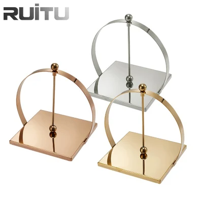 Porta asciugamani di carta Ristorante Hotel porta tovaglioli piano in metallo Stand Semplice Creative Square Frame decorazione nuziale tovagliolo in legno massiccio oro Supporto