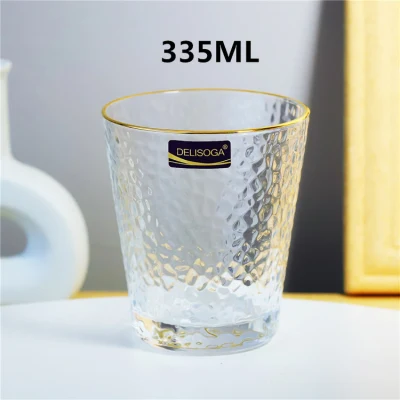 Bicchiere da succo di frutta New Design Gold Rim Liquor Shot Whisky Wine Glas