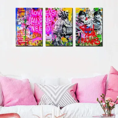 Graffiti Street Art Banksy Canvas Wall Art per soggiorno Decor 3 pezzi piccola coppia immagine Stampa Pop Artwork