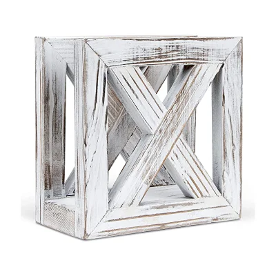 Portacandele in legno grigio vintage e portacandele in vasellame, portacandeli piatto a 4 scomparti e organiser per vasellame da cucina per tavolo
