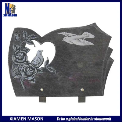 Naturale verde granito Rose sculture forma cuore lapide Memorial