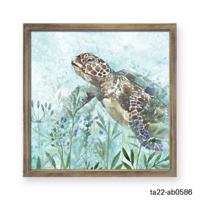 Sea Turtle Marine Life Woodblock Stampa pittura decorativa legno Arte Pittura di parete