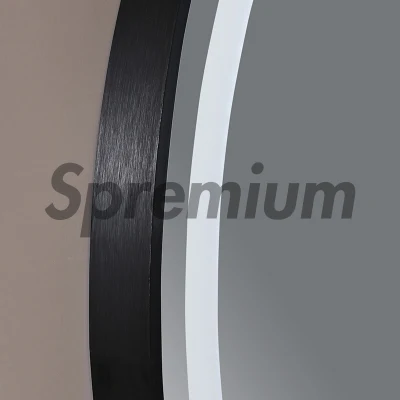 Struttura in metallo di alluminio nero di lunghezza intera illuminata bagno ovale Specchio con Smart bagno a LED con retroilluminazione Vanity LED Speculare