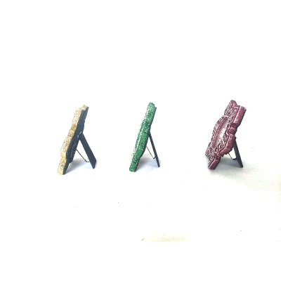 Fabbrica all&prime;ingrosso piccolo rotondo Natale vacanza neve resina cornice fotografica Con glitter per la visualizzazione su piano portapaziente