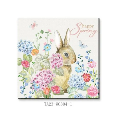 Pasqua Bunny Calligraphy Canvas Pasqua pittura Arte Canvas Bambini Arte Cornice Stampa Wall Art decorazione domestica