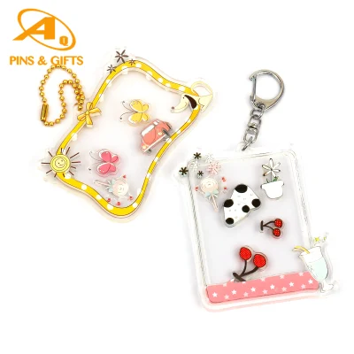 Resina campione gratuita nuovo Rimuovi prima del volo Soccer Keyring Blanks Ciao Kitty prodotto fotografico economico plastica digitale cornice foto molla Portachiavi in acrilico caldo