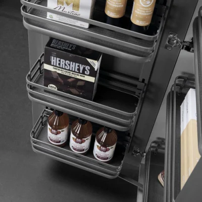 Rack per mobili da cucina, grigio scuro, base solida, estrazione cestello Out 6 Tier Pantry Basket