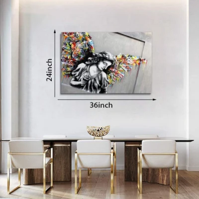 Custom Wall Art Street Graffiti Angel Wings tela Picture Art Stampa pittura moderna incorniciata Galleria d&prime;arte avvolto