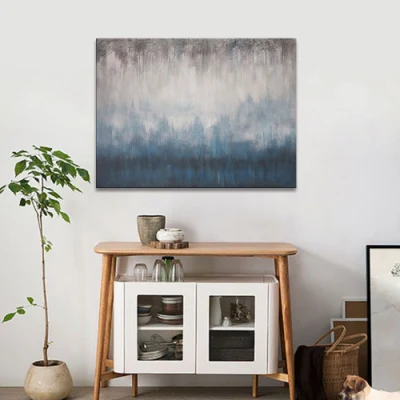 Dipinti a mano a olio di Abstract Bianco e Blu moderno per Arredamento domestico
