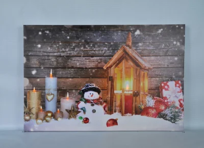 Disegno di Natale di Morden Stampa su decorazioni di tela vernice LED di tela Wall Art si illumina per Home Decorative