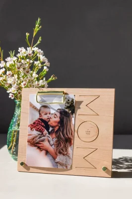 Modern MOM cornice Foto i Love You MOM Floral legno Telaio