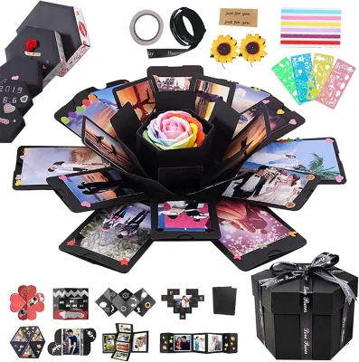 Confezione per l&prime;esplosione all&prime;ingrosso Set per lo Scrapbooking Drift Album fotografico fatto a mano, scatola regalo con 6 volti per il regalo di Natale Libro di memoria di nozze (6 lati)