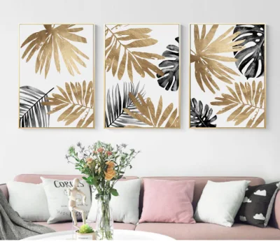 Foglie d&prime;oro foglia astratto Wall Art Pittura Luxury Home decor Commercio all&prime;ingrosso