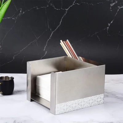 Dispenser di tovagliolo in metallo per cucina Tidy Bar in acciaio inox multifunzione Supporto barra Organizzatore Caddy