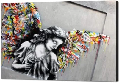 Custom Wall Art Street Graffiti Angel Wings tela Picture Art Stampa pittura moderna incorniciata Galleria d&prime;arte avvolto