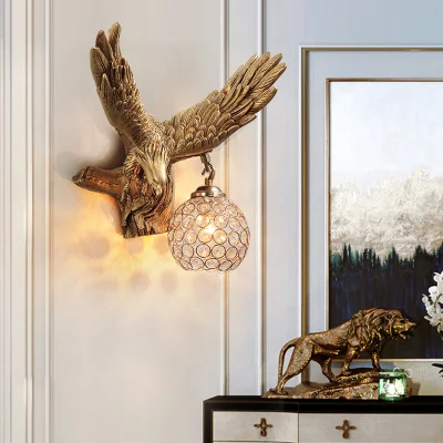 Stile nordico Creative Eagle Wall Lamp Livingroom sfondo decorazione animale