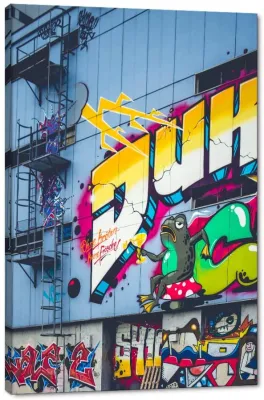 Factory Hot sale bere rana Banksy Graffiti Wall Art colorato Tela Stampa immagine Casa moderna decorazione parete pittura Galleria avvolto Soggiorno