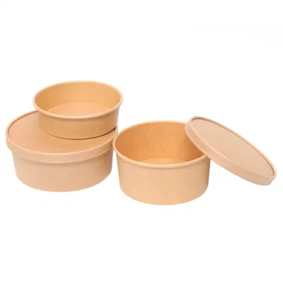 500 ml di carta Kraft monouso per pollo fritto e insalata di frutta per uso alimentare Recipiente con coperchio in carta