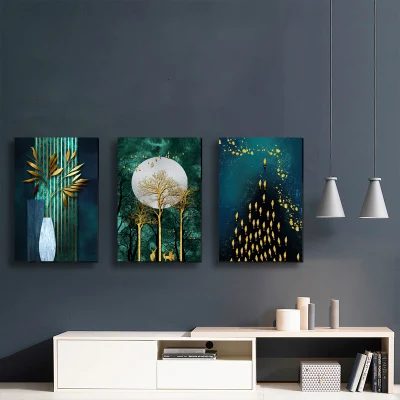 Pittura astratta di arte di parete di lusso d&prime;oro decorazione moderna della casa tela Stampa di immagini eleganti nel pannello Art Set