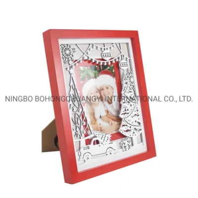 All&prime;ingrosso felice Natale decorazione cornice piena di legno massello Cornice fotografica in legno per decorazione di Natale