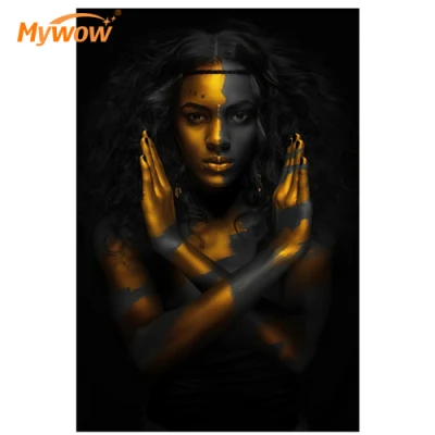 In vendita African American Black Girl Oil Paintings Canvas Wall Arte moderna