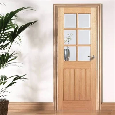 Struttura in legno di stile classico Rovere massiccio con interni vetro da cucina Porta
