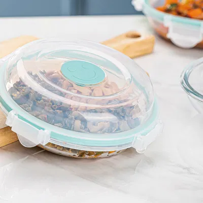 Pranzo in vetro, recipiente per riscaldamento a microonde con coperchio, scatola per il coperchio Impiegati con scatola sigillata di riso frutta Bento Box