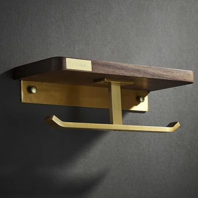 Home WC WB spazzola di legno carta assorbente in oro Titolare Real Wood