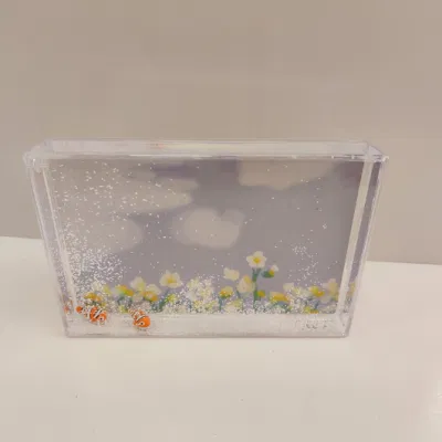 Cornice fotografica acrilica liquido glitter acqua galleggiante