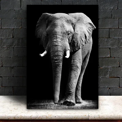 Drop Shipping Lion Canvas Stampa Home decorazione animale Nero e. White Wall Art