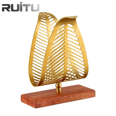 Banchetto nuziale a forma di foglia buffet catering Party Luxury Table Top Tissue Gold supporto carta legno Stand Ristorante Royal Tissue Golden Supporto